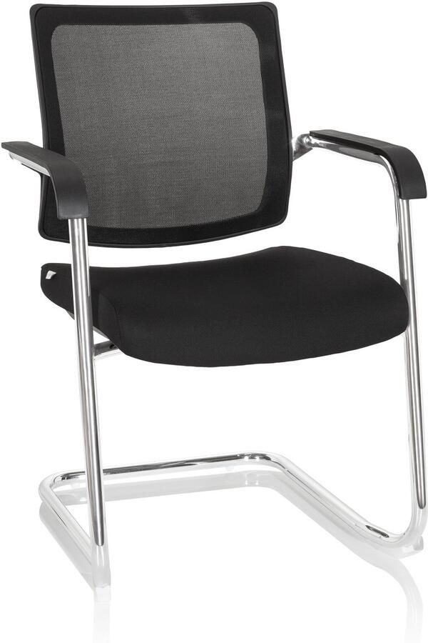Hjh office Vergaderstoel Met Armleuning Stof Netstof Zwart Ergonomisch - Foto 2