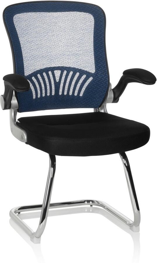 Hjh office Vergaderstoel Met Armleuning Stof Netstof Zwart Blauw Ergonomisch - Foto 2