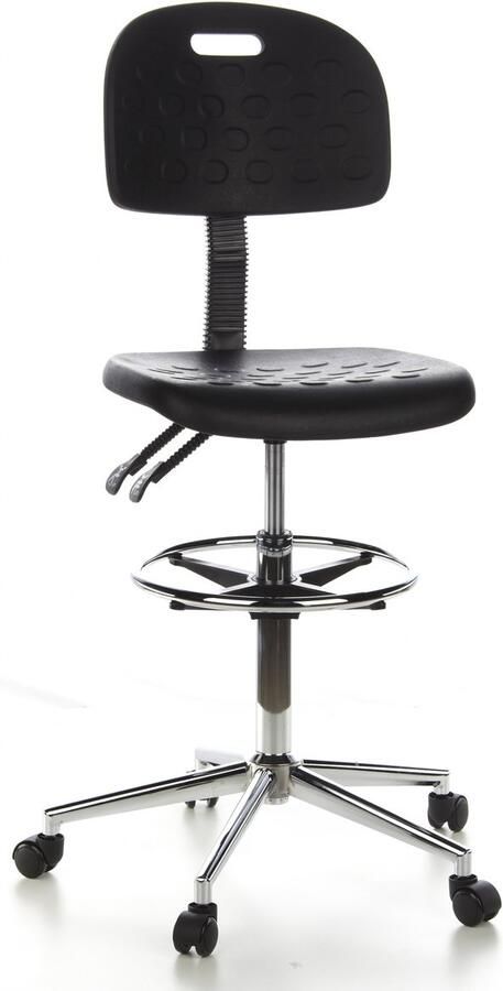 Hjh office Werkkruk Verhoogde Bureaustoel Kunstleder Zwart Zilver Ergonomisch - Foto 2