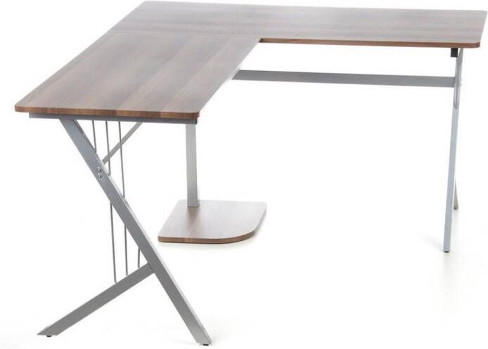 Hjh office Pollux Bureau Hoekbureau Walnoot zilver