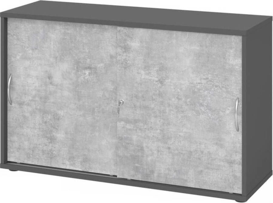 Hjh OFFICE PRO BETA 1752S Hoogte van de map 2 OH Schuifwandkast Grafiet Beton Metalen handgreep