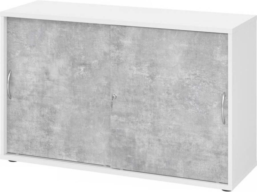 Hjh OFFICE PRO BETA 1752S Hoogte van de map 2 OH Schuifwandkast Wit Beton Metalen handgreep