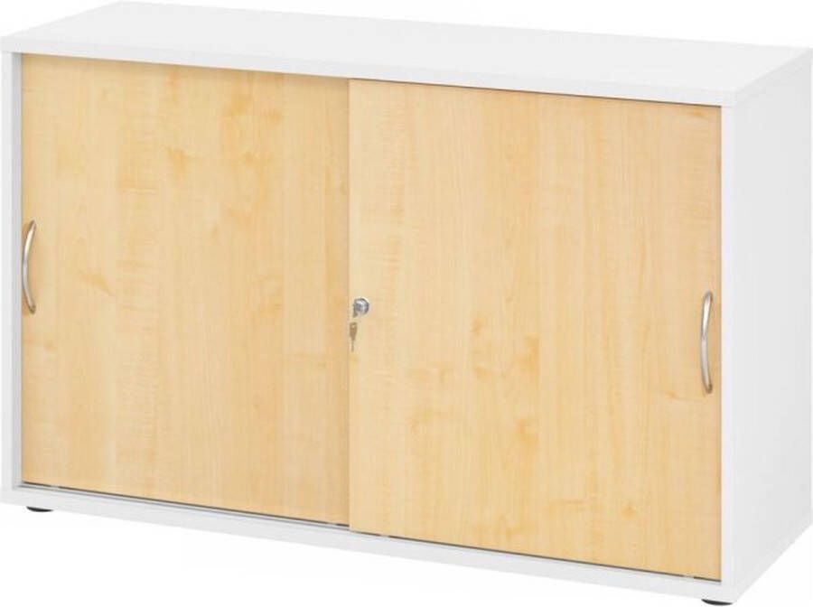 Hjh OFFICE PRO BETA 1752S Hoogte van de map 2 OH Schuifwandkast Wit Esdoorn Metalen handgreep