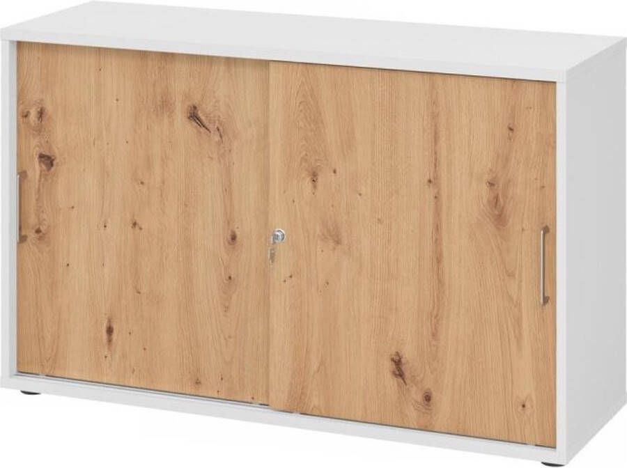 Hjh OFFICE PRO BETA 1752S Hoogte van de map 2 OH Schuifwandkast Wit Essen-Eik