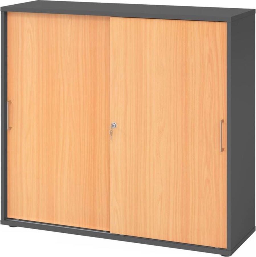 Hjh OFFICE PRO BETA 1753S Hoogte van de map 3 OH Schuifwandkast Grafiet Beuken