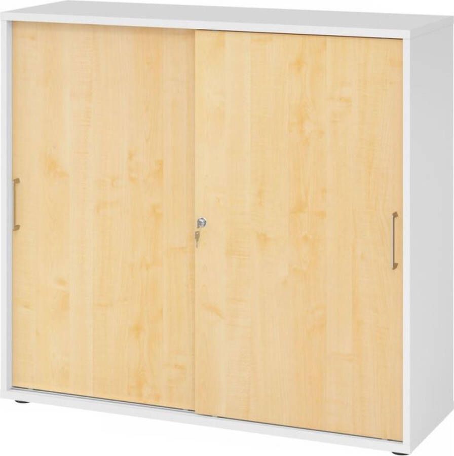 Hjh OFFICE PRO BETA 1753S Hoogte van de map 3 OH Schuifwandkast Wit Esdoorn