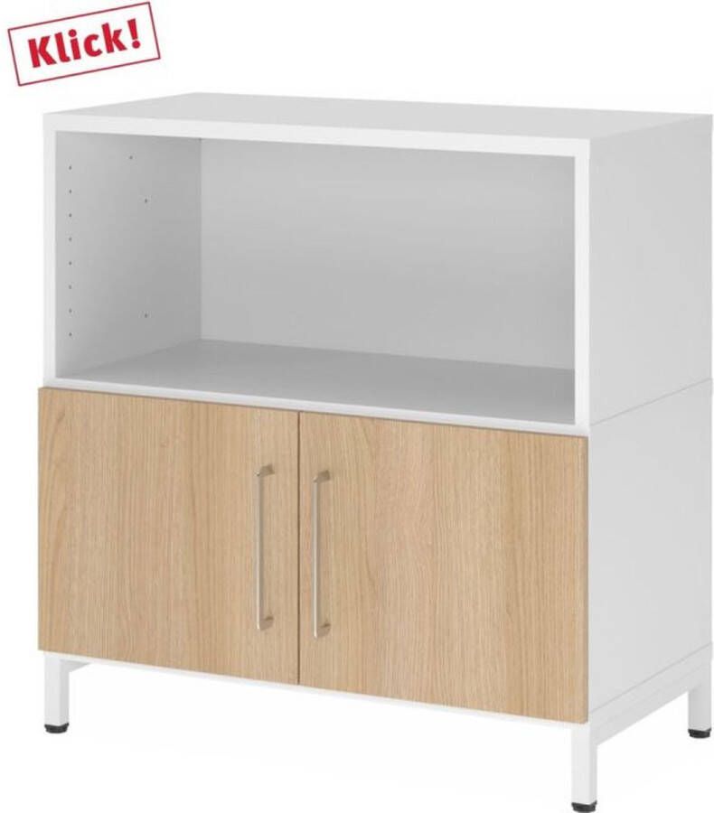 Hjh OFFICE PRO FlexWall 2 OH deuren + kast met sokkelframe Wit Eiken