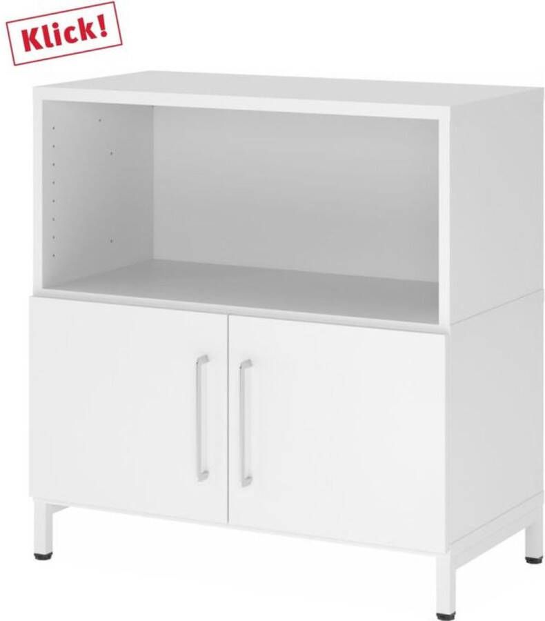 Hjh OFFICE PRO FlexWall 2 OH deuren + kast met sokkelframe Wit Wit