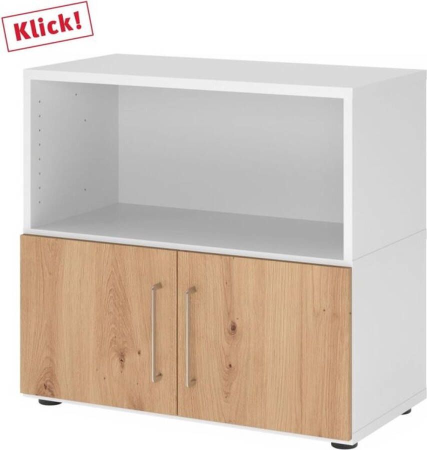 Hjh OFFICE PRO FlexWall 2 OH deuren + kast met verstelbare poten Wit Essen-Eik