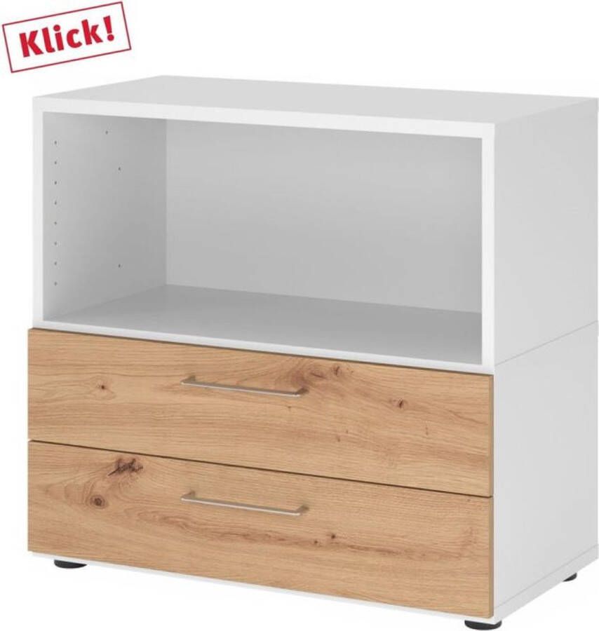 Hjh OFFICE PRO FlexWall 2 OH laden + kast met verstelbare poten Wit Essen-Eik