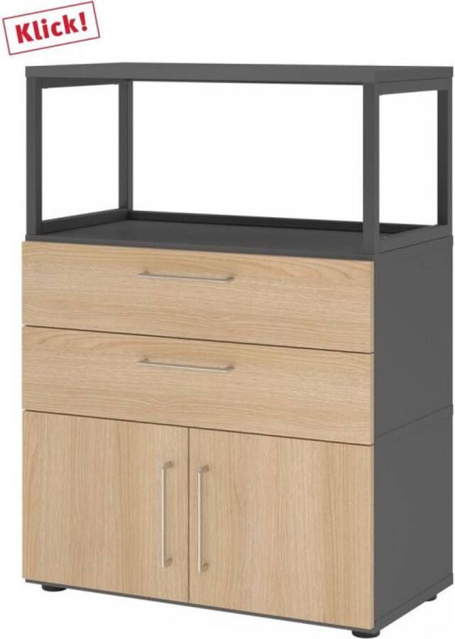 Hjh OFFICE PRO FlexWall 3 OH deuren + laden + frame met verstelbare poten Grafiet Eiken