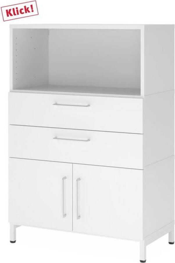 Hjh OFFICE PRO FlexWall 3 OH deuren + laden + kast met sokkelframe Wit Wit