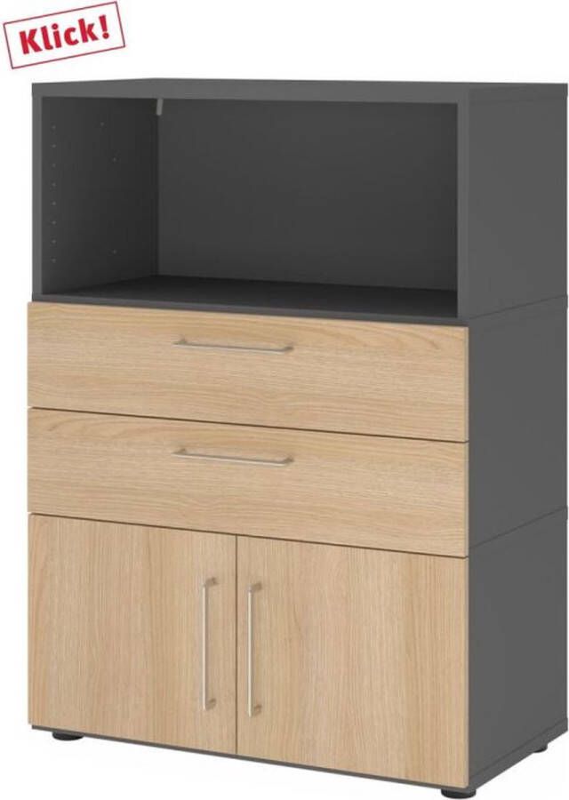 Hjh OFFICE PRO FlexWall 3 OH deuren + laden + kast met verstelbare poten Grafiet Eiken