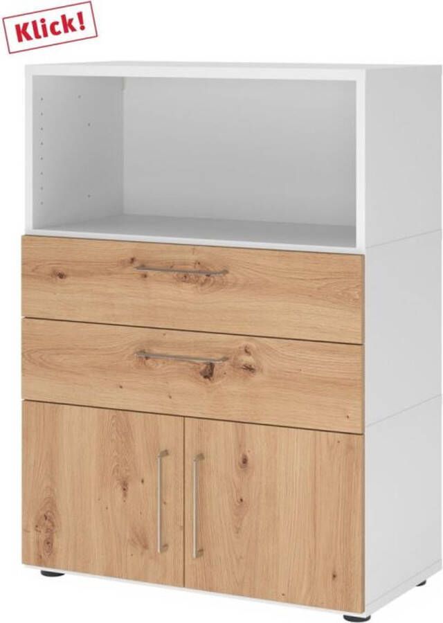 Hjh OFFICE PRO FlexWall 3 OH deuren + laden + kast met verstelbare poten Wit Essen-Eik