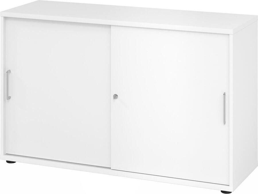 Hjh OFFICE PRO Schuifdeurkast Esdoorn Zilver 120 x 40 x 74 8 cm Beta 1752S - Foto 4