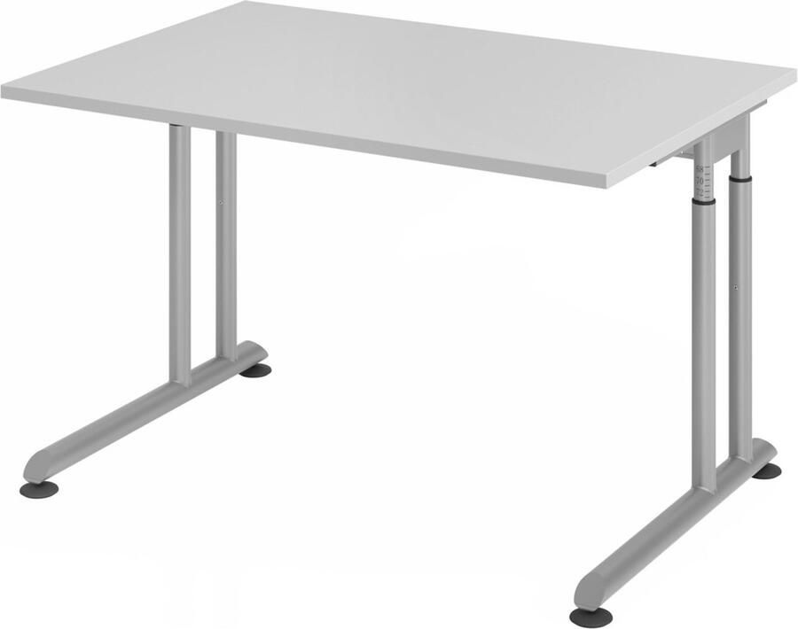 Hjh OFFICE PRO ZENO 12 S 120x80 Bureau 120x80 Tafelhoogte I In hoogte verstelbaar Essen-Eik Zilver