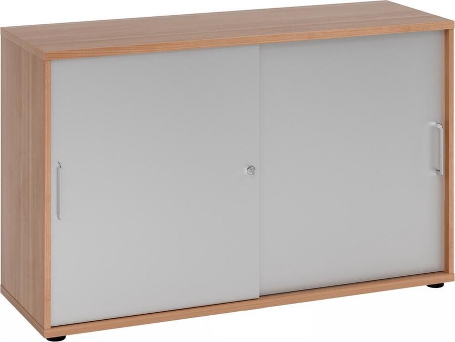 Hjh OFFICE PRO Schuifdeurkast Esdoorn Zilver 120 x 40 x 74 8 cm Beta 1752S - Foto 2
