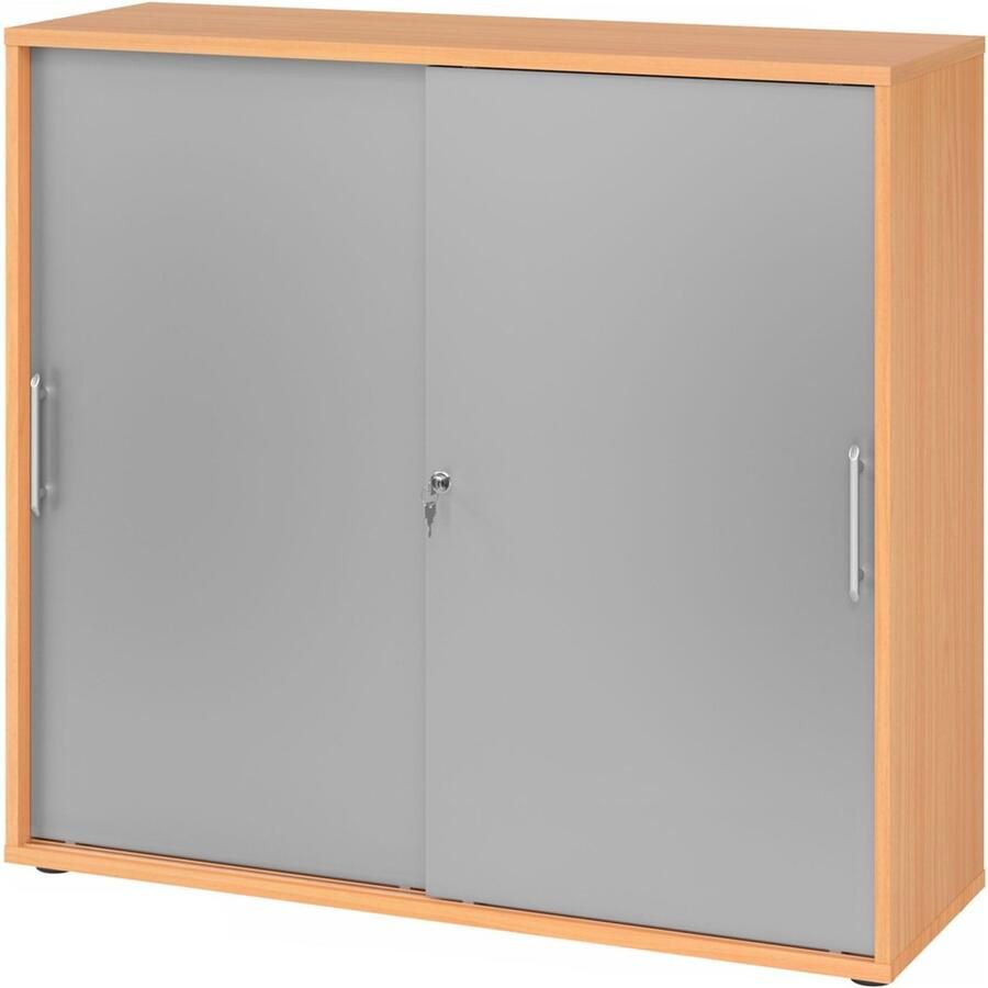 Hjh OFFICE PRO Schuifdeurkast Beuken Zilver 120 x 40 x 110 cm Beta 1753S - Foto 2