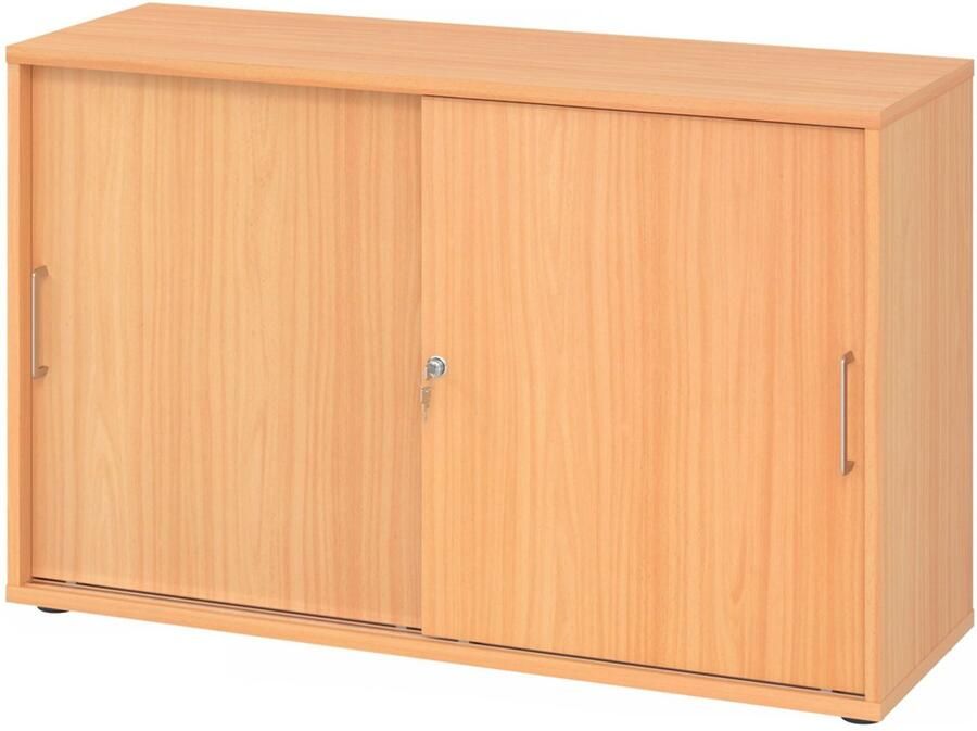 Hjh OFFICE PRO Schuifdeurkast Esdoorn Zilver 120 x 40 x 74 8 cm Beta 1752S - Foto 5