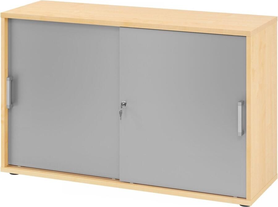 Hjh OFFICE PRO Schuifdeurkast Esdoorn Zilver 120 x 40 x 74 8 cm Beta 1752S