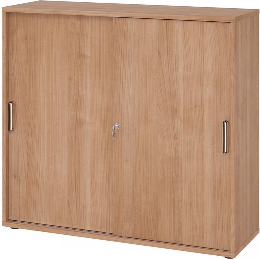Hjh OFFICE PRO Schuifdeurkast Walnoot 120 x 40 x 110 cm Beta 1753S