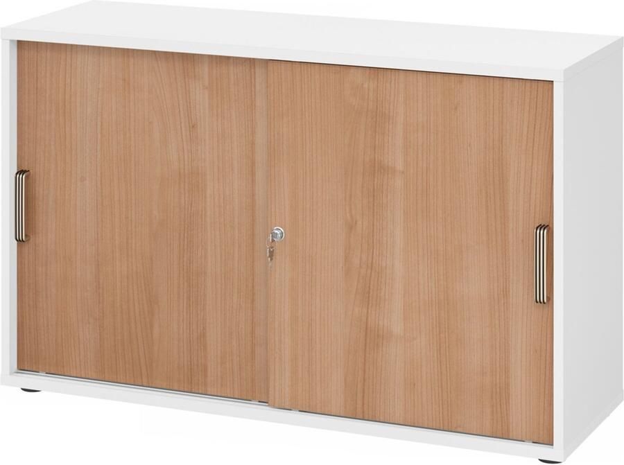 Hjh OFFICE PRO Schuifdeurkast Wit Walnoot 120 x 40 x 74 8 cm Beta 1752S