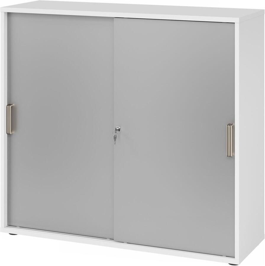 Hjh OFFICE PRO Schuifdeurkast Wit Zilver 120 x 40 x 110 cm Beta 1753S