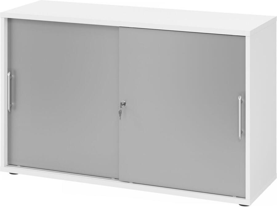 Hjh OFFICE PRO Schuifdeurkast Wit Zilver 120 x 40 x 74 8 cm Beta 1752S