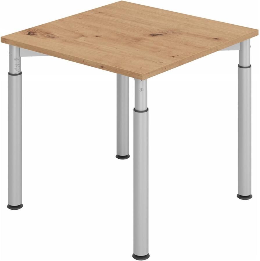 Hjh OFFICE PRO YAMA 8 S Bureau 80 x 80 Tafelhoogte I In hoogte verstelbaar Essen-Eik Zilver - Foto 2