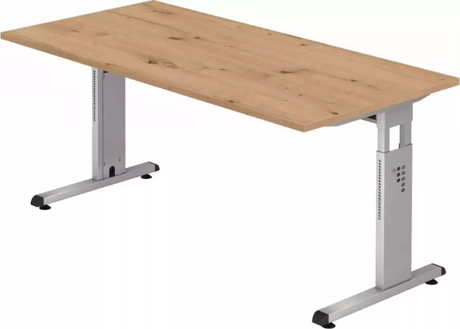 Hjh OFFICE PRO MEGA 16 S Bureau 160 x 80 Tafelhoogte I In hoogte verstelbaar Essen-Eik Zilver