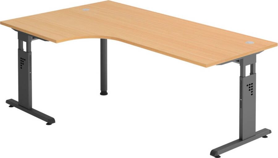 Hjh OFFICE PRO MEGA 82 G Bureau Hout 200 x 120 C-Voet Zwart Tafelhoogte I In hoogte verstelbaar Beuken Grafiet