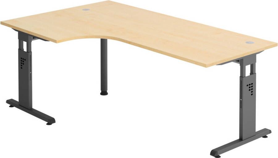 Hjh OFFICE PRO MEGA 82 G Bureau Hout 200 x 120 C-Voet Zwart Tafelhoogte I In hoogte verstelbaar Esdoorn Zwart