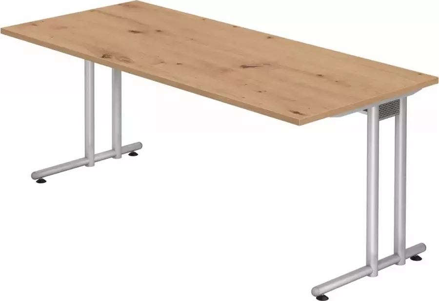 Hjh OFFICE PRO NANO 19 S Bureau 180 x 80 Essen-Eik Zilver