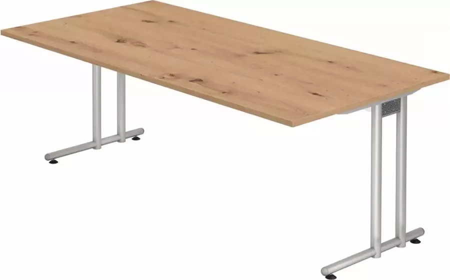 Hjh OFFICE PRO NANO 2E S Bureau 200 x 100 Essen-Eik Zilver