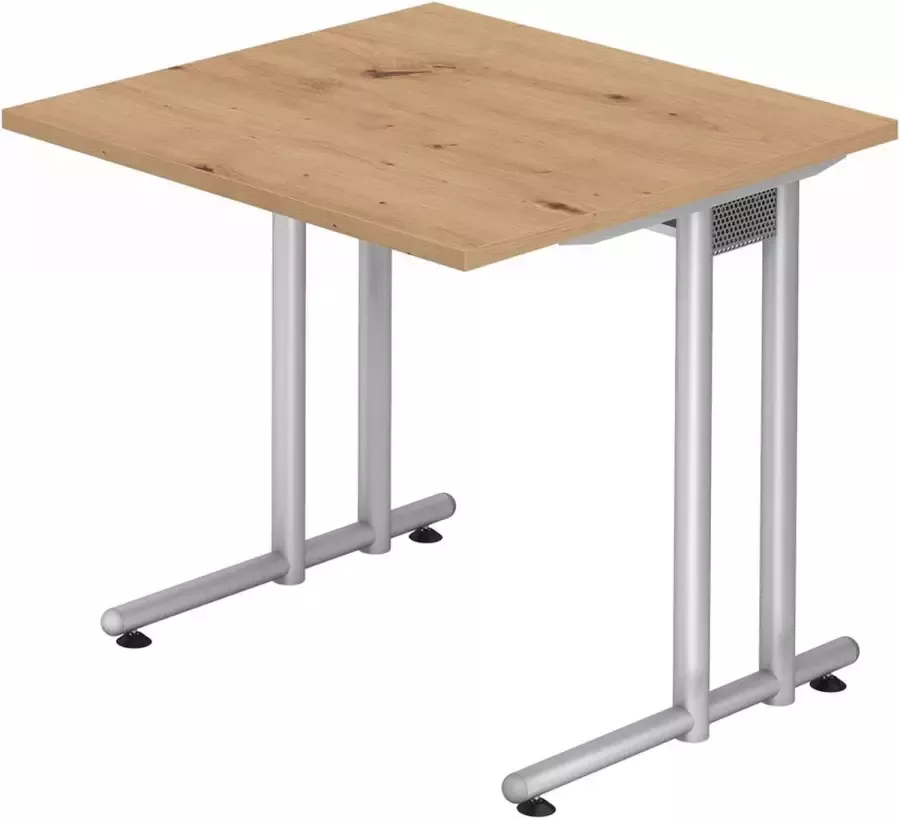 Hjh OFFICE PRO NANO 8 S Bureau 80 x 80 Essen-Eik Zilver
