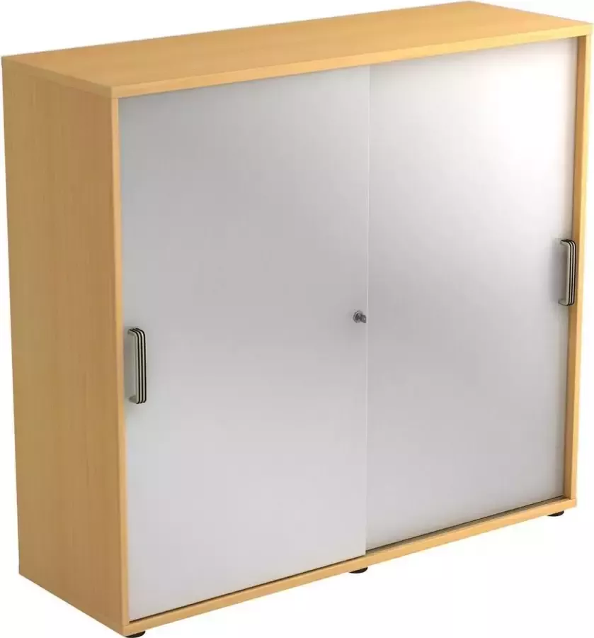 Hjh OFFICE PRO Schuifdeurkast Beuken Zilver 120 x 40 x 110 cm Beta 1753S