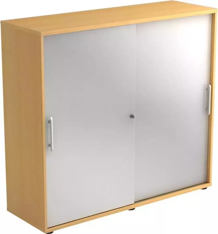 Hjh OFFICE PRO Schuifdeurkast Beuken Zilver 120 x 40 x 110 cm Beta 1753S