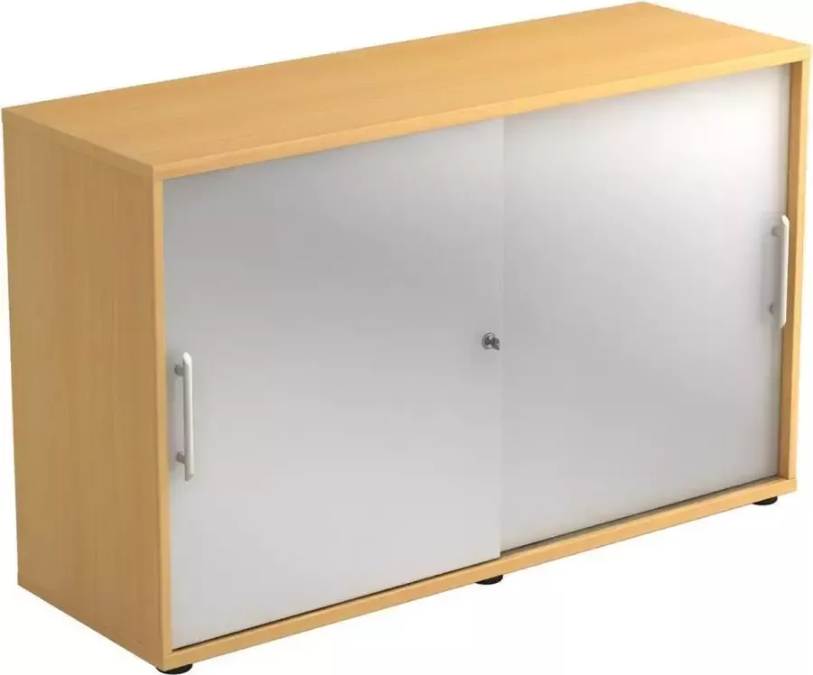 Hjh OFFICE PRO Schuifdeurkast Beuken Zilver 120 x 40 x 74 8 cm Beta 1752S