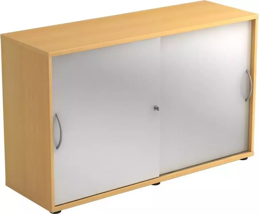 Hjh OFFICE PRO Schuifdeurkast Beuken Zilver 120 x 40 x 74 8 cm Beta 1752S