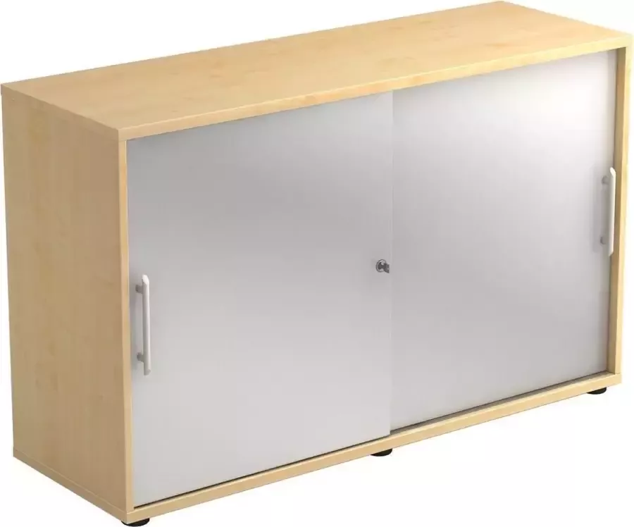 Hjh OFFICE PRO Schuifdeurkast Esdoorn Zilver 120 x 40 x 74 8 cm Beta 1752S