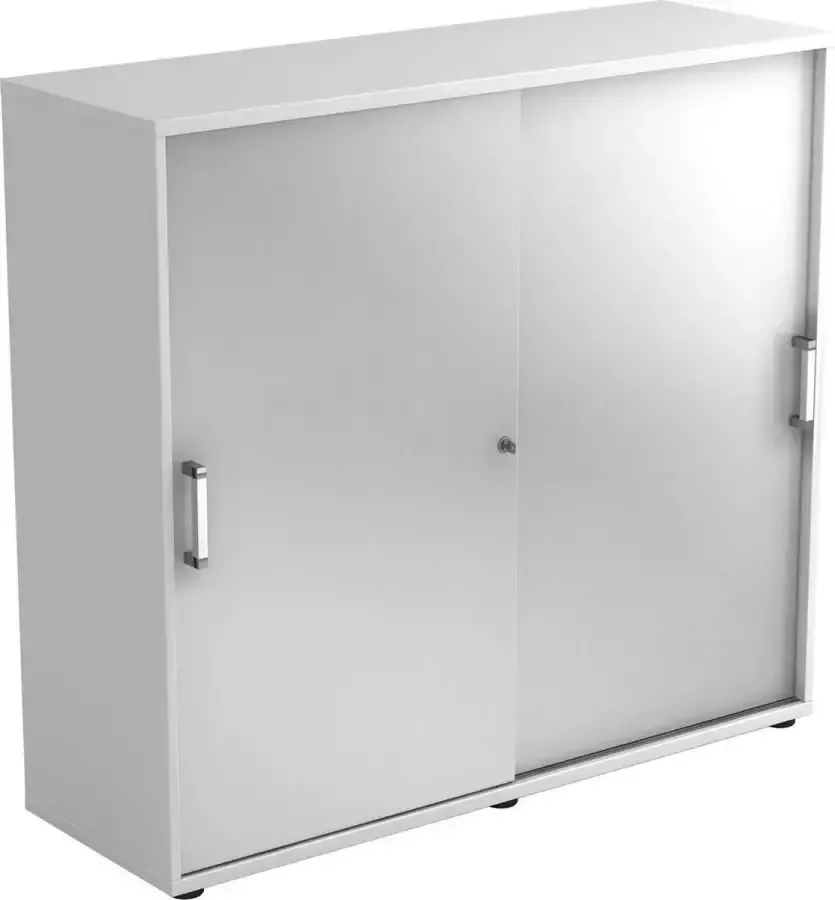 Hjh OFFICE PRO Schuifdeurkast Wit Zilver 120 x 40 x 110 cm Beta 1753S