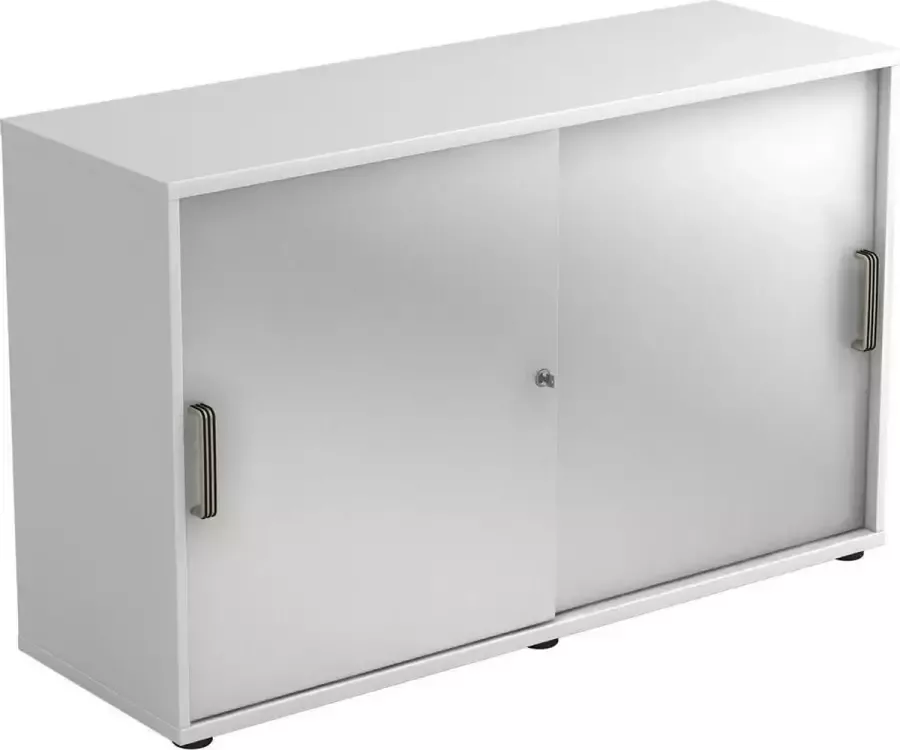 Hjh OFFICE PRO Schuifdeurkast Wit Zilver 120 x 40 x 74 8 cm Beta 1752S