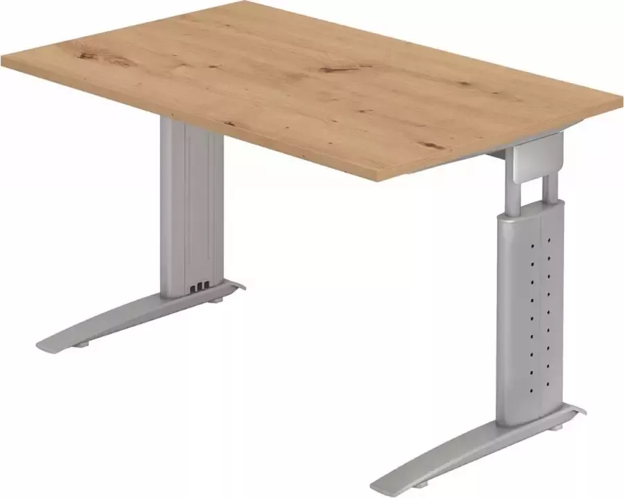 hjh OFFICE PRO UNDA 12 S Bureau 120x80 Tafelhoogte I In hoogte verstelbaar Essen-Eik Zilver