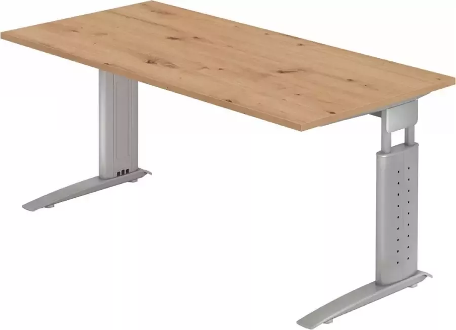 Hjh OFFICE PRO UNDA 16 S Bureau 160 x 80 Tafelhoogte I In hoogte verstelbaar Essen-Eik Zilver