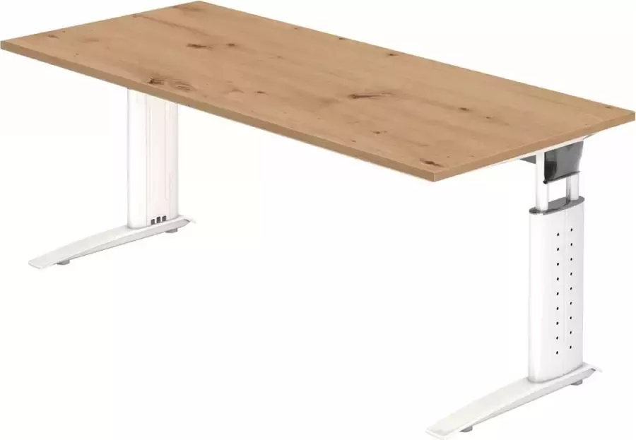 hjh OFFICE PRO UNDA 19 W Bureau 180 x 80 Tafelhoogte I In hoogte verstelbaar Essen-Eik Zilver