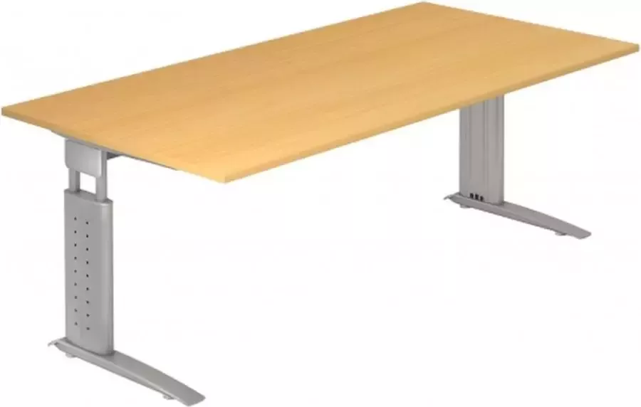 Hjh OFFICE PRO UNDA 2E S Bureau 200 x 100 Beuken Zilver Tafelhoogte I In hoogte verstelbaar