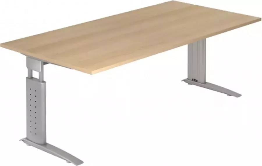 Hjh OFFICE PRO UNDA 2E S Bureau 200 x 100 Eiken Zilver Tafelhoogte I In hoogte verstelbaar