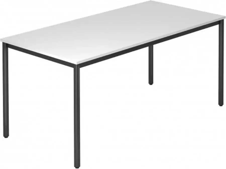 Hjh OFFICE PRO Vergadertafel Wit Zwart 160 x 80 cm Doran Dr16 D
