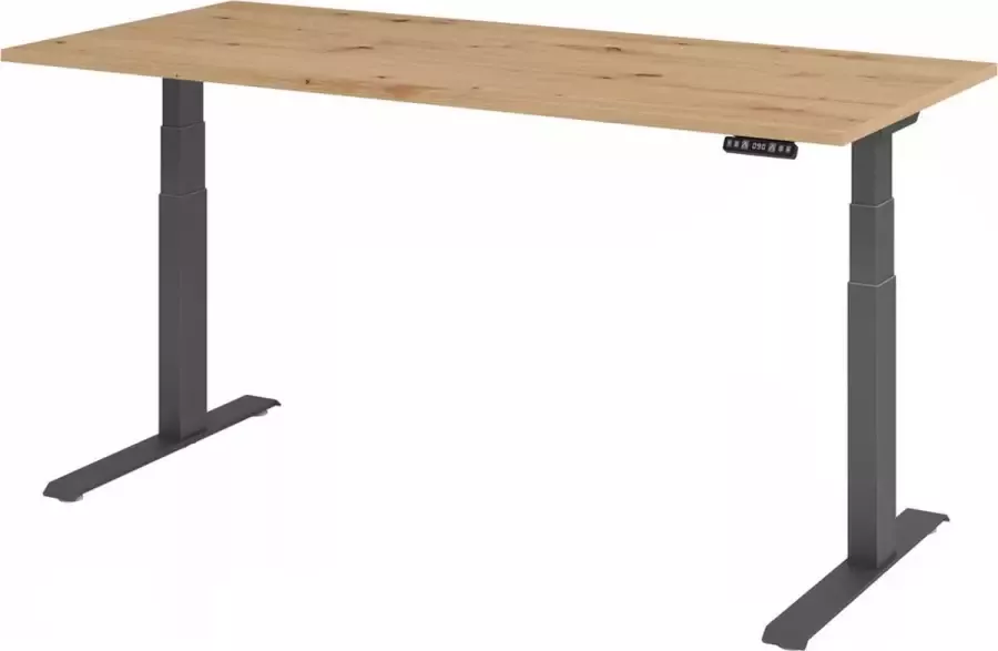 Hjh OFFICE PRO XDKB 19 G 180x80 Bureau elektrisch in hoogte verstelbaar. 180 x 80 Knoestige Eiken Tafelhoogte I Elektrisch in hoogte verstelbaar