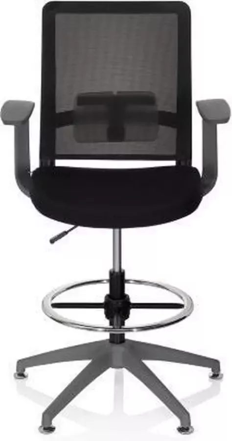 Hjh office Pure Work Grey Werkstoel werkkruk verhoogde bureaustoel Zwart stof netstof